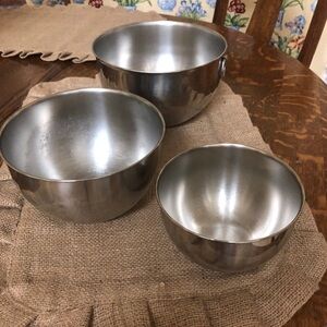 Farberware 3 Piece Set Stainless Steel Mixing Bowls - Great Condition!